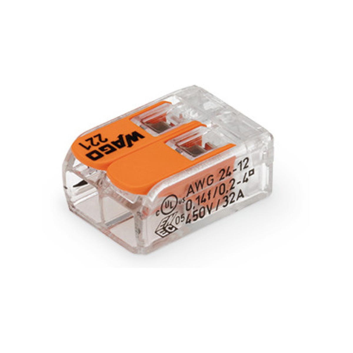 Two wire tool free connector Wago 221-412 COMPACT 2-pin