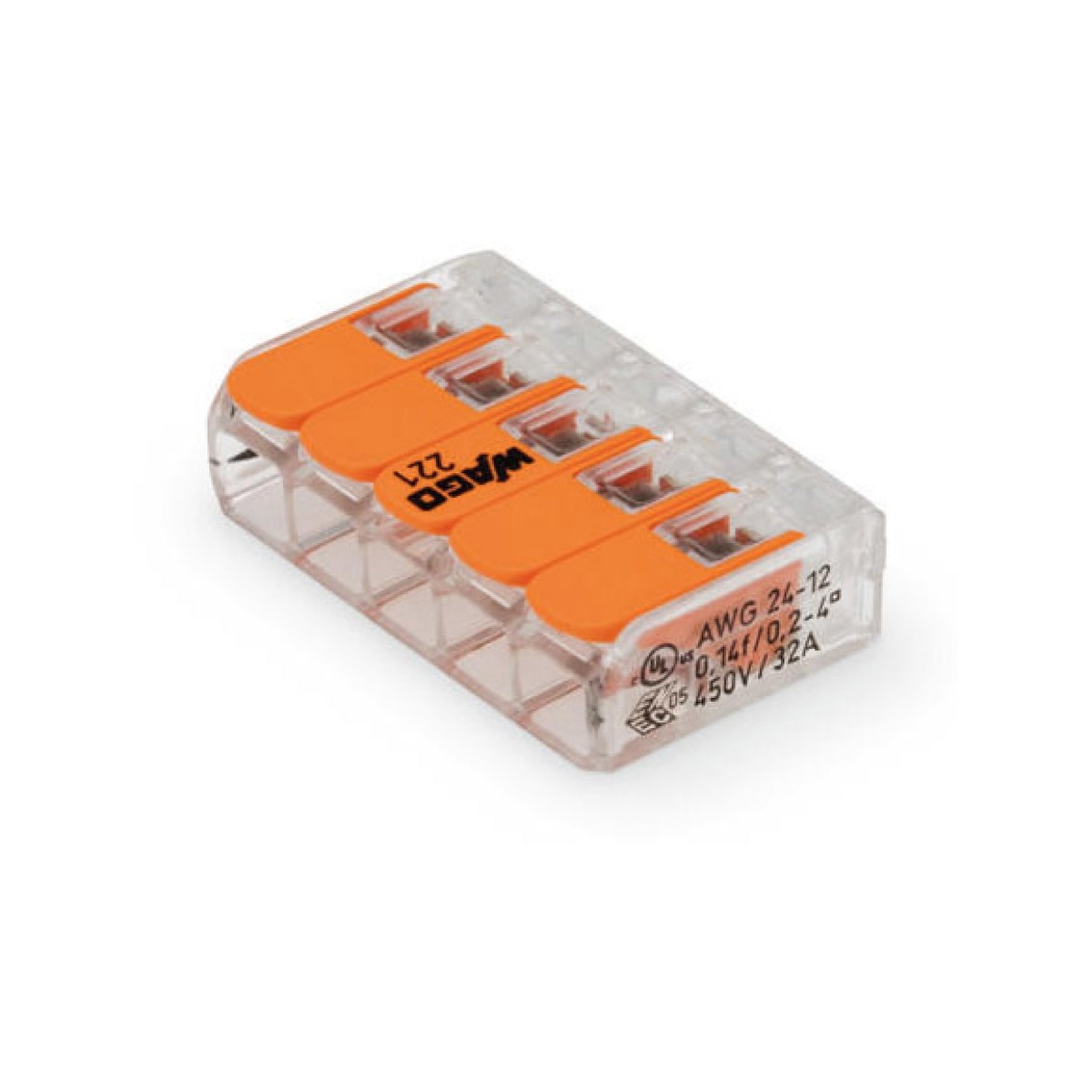 Five wire tool free connector Wago 221-415 COMPACT 5-pin