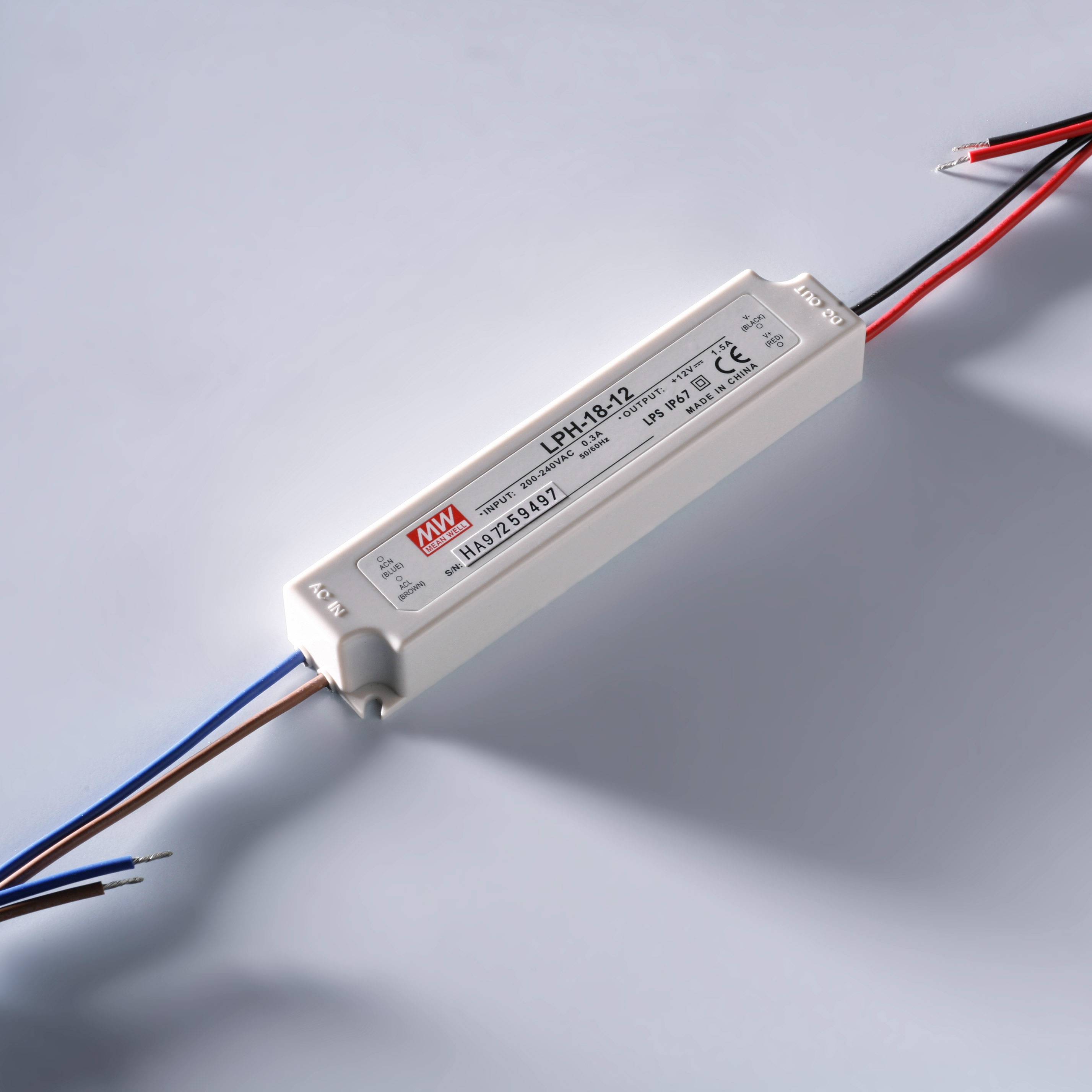 Constant Voltage Power Supply Mean Well LPV-60-12 IP67 230V to 12V 5A 60W