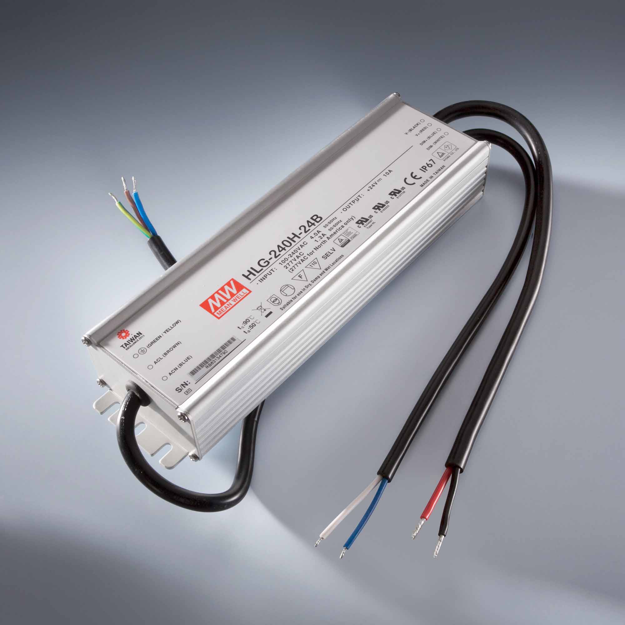 Constant Voltage Power Supply Mean Well HLG-240H-24B IP67 230V to 24V 10A 240W DIM