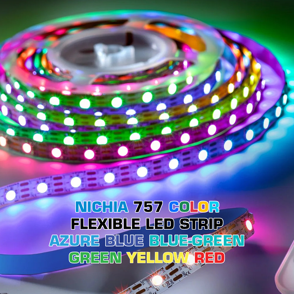 Custom Made LumiFlex Color LED Strips, Made in Germany, Nichia 757 LEDs, 12/24/48V, up to 50m length & 5-20mm width