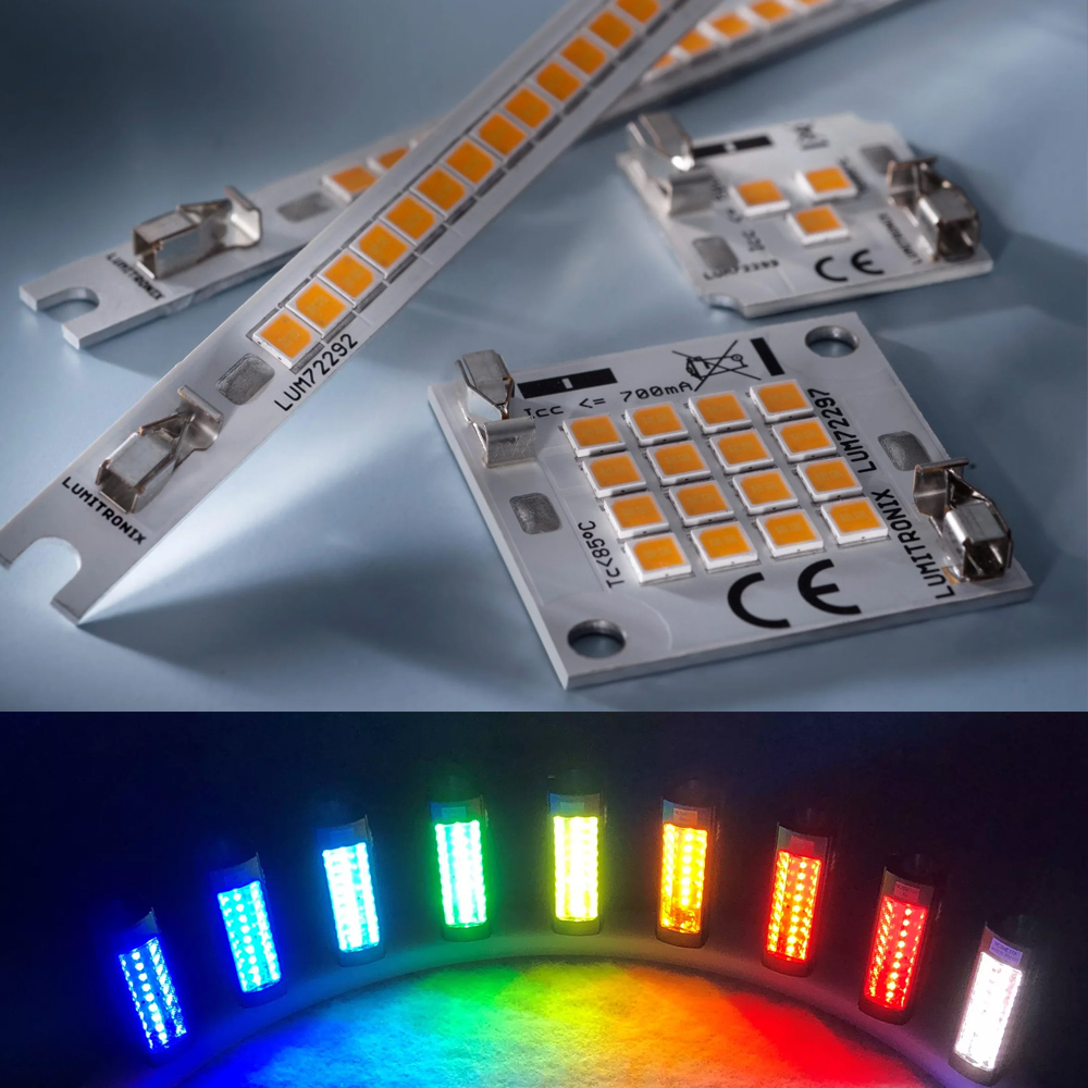 Custom Made Compact Plug & Play Nichia 757 Color LED Modules, Made in Germany, 30-150mm length & 5-150mm width