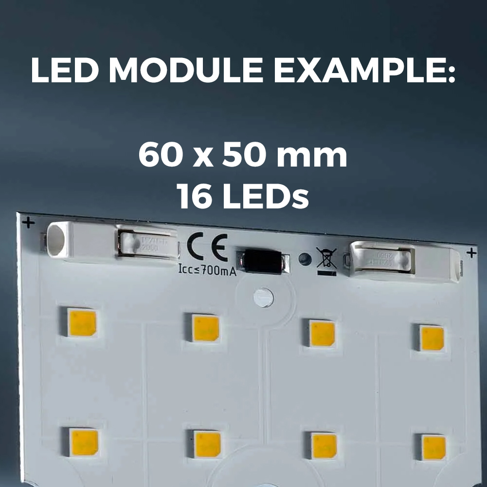 Custom Made Compact Plug & Play Nichia 757 Color LED Modules, Made in Germany, 30-150mm length & 5-150mm width