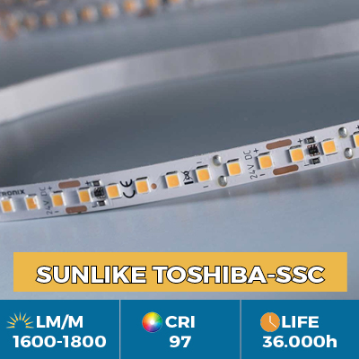 Flexible Professional LED Strip LumiFlex700 LED Toshiba-SSC SunLike TRI-R CRI97 +, luminous flux up to 1800 lm / m